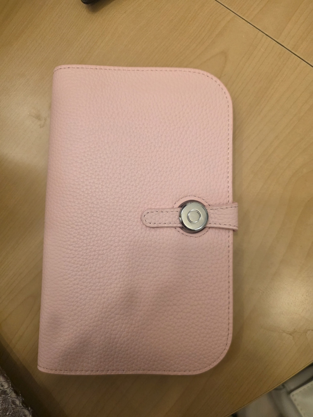 Women's Pink Pebbled Leather Card & Key Holder Wallet